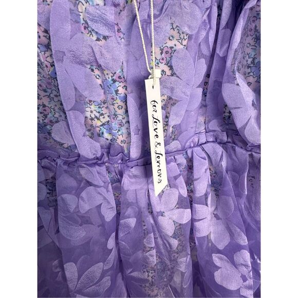 For Love & Lemons NWT Villegas Midi Dress in Purple Size M - Picture 7 of 10